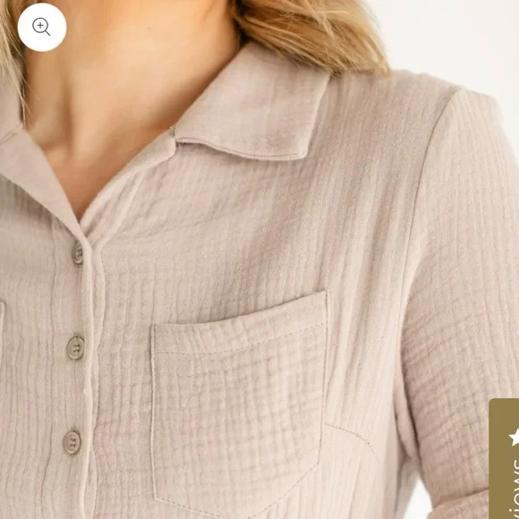 Button-Front Midi Shirt Dress in Taupe - Picture 4 of 7